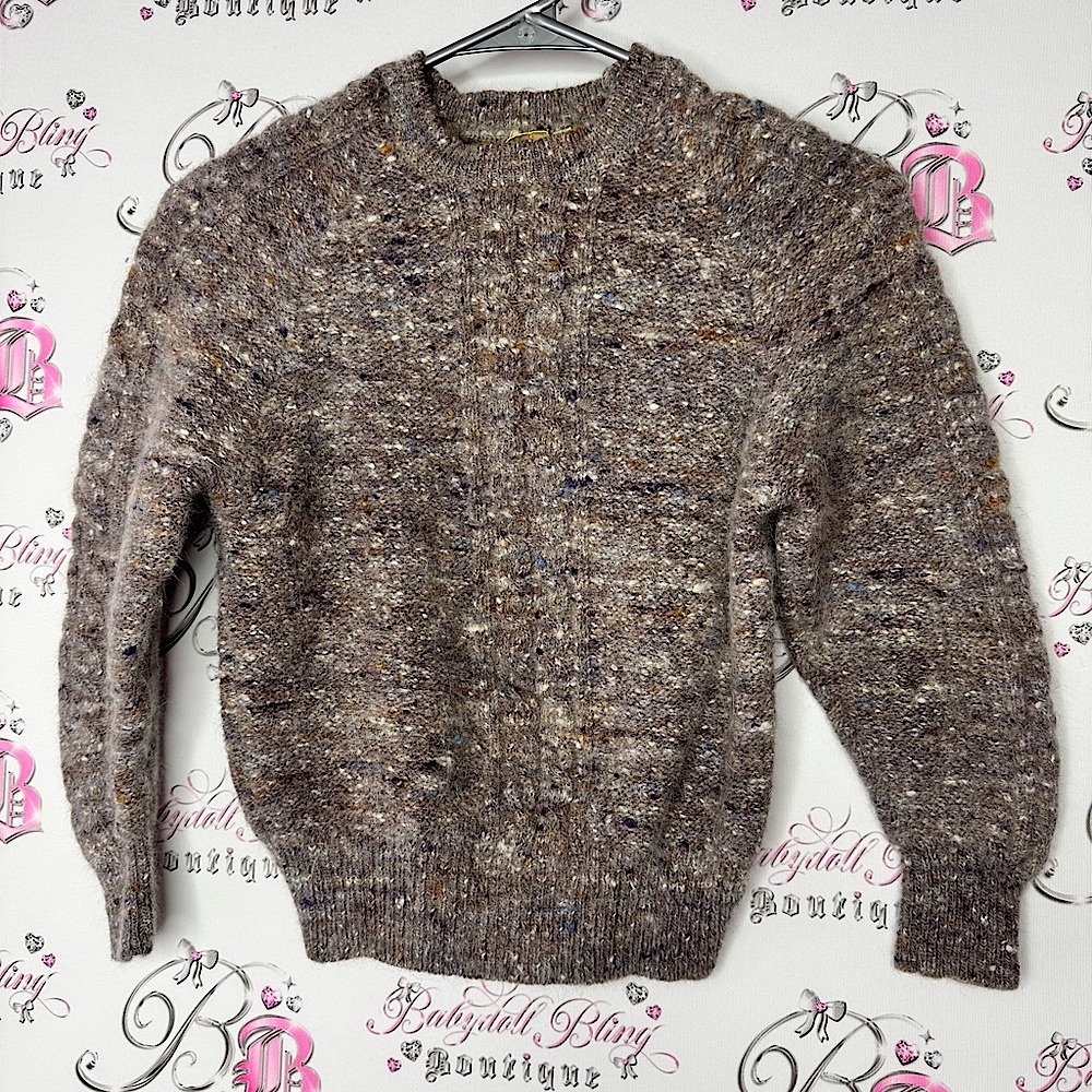 Eaton sweater wool & rabbit hair vintage soft multi color brown white blue boho
